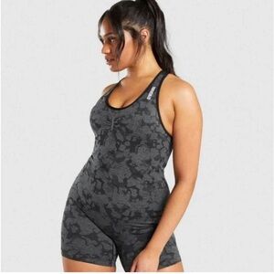 GYMSHARK Women's Adapt Camo Gray Bike Romper Size: Small
